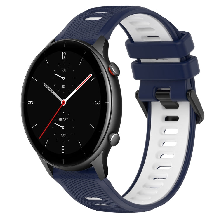 For Amazfit GTR 2e 22MM Sports Two-Color Silicone Watch Band(Midnight Blue+White) -  by PMC Jewellery | Online Shopping South Africa | PMC Jewellery