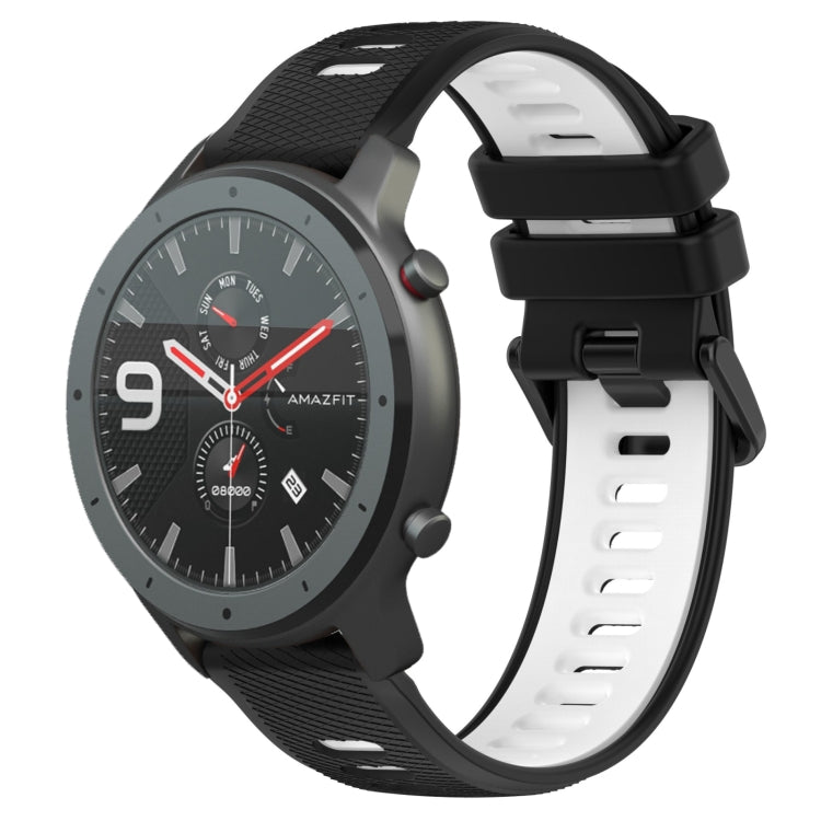 For Amazfit GTR 47mm 22MM Sports Two-Color Silicone Watch Band(Black+White) -  by PMC Jewellery | Online Shopping South Africa | PMC Jewellery