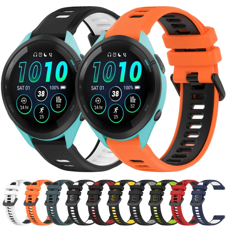 For Garmin Forerunner 255 22mm Sports Two-Color Silicone Watch Band(Orange+Black) - Smart Wear by PMC Jewellery | Online Shopping South Africa | PMC Jewellery