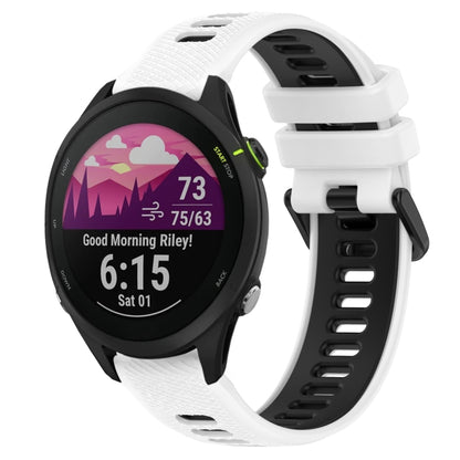 For Garmin Forerunner 255 Music 22mm Sports Two-Color Silicone Watch Band(White+Black) - Smart Wear by PMC Jewellery | Online Shopping South Africa | PMC Jewellery