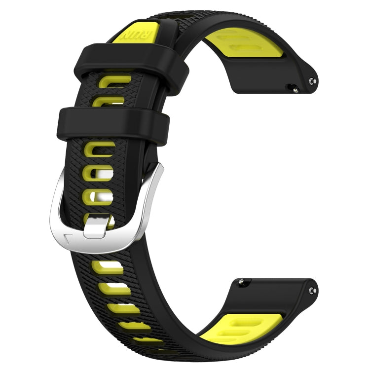 For Garmin Forerunner 265S 18mm Sports Two-Color Steel Buckle Silicone Watch Band(Black+Lime Green) - Smart Wear by PMC Jewellery | Online Shopping South Africa | PMC Jewellery