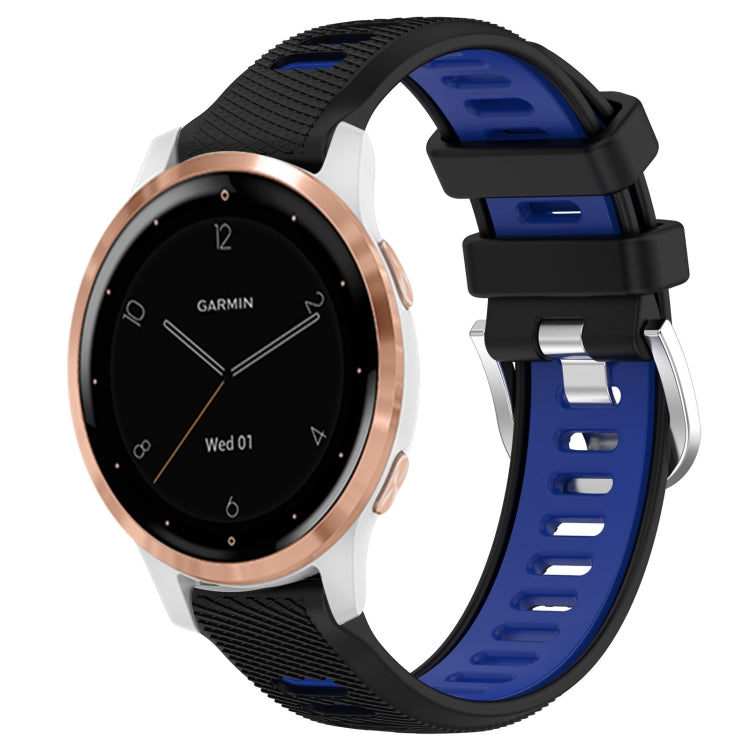 For Garmin Active S 18mm Sports Two-Color Steel Buckle Silicone Watch Band(Black+Blue) -  by PMC Jewellery | Online Shopping South Africa | PMC Jewellery