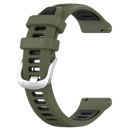 For Garmin Forerunner 255S 18mm Sports Two-Color Steel Buckle Silicone Watch Band(Army Green+Black) - Smart Wear by PMC Jewellery | Online Shopping South Africa | PMC Jewellery