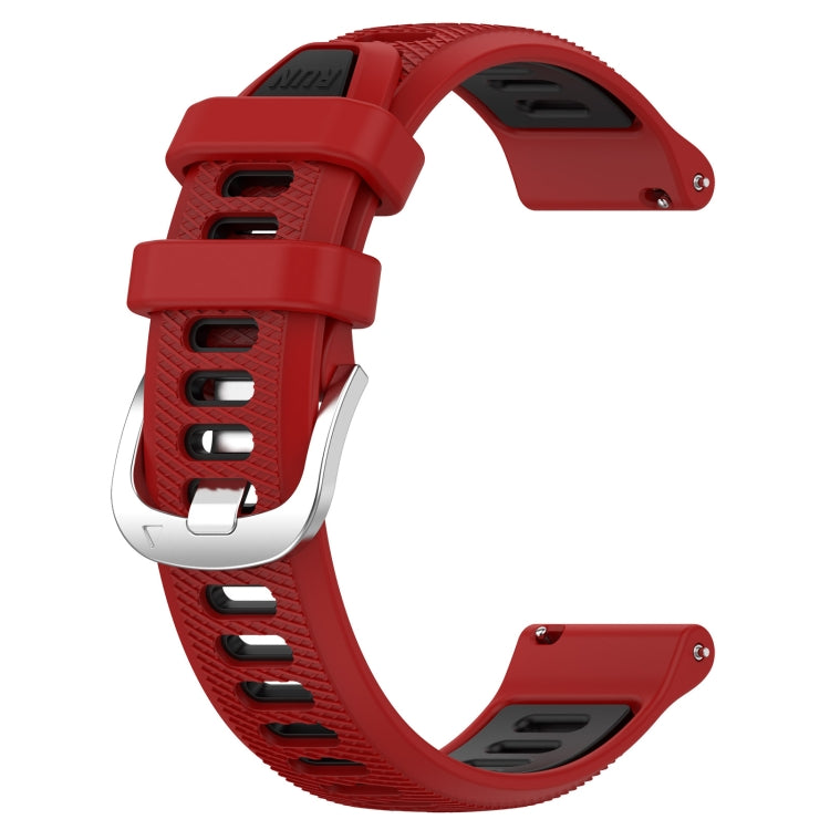 For Garmin Forerunner 255S 18mm Sports Two-Color Steel Buckle Silicone Watch Band(Red+Black) - Smart Wear by PMC Jewellery | Online Shopping South Africa | PMC Jewellery