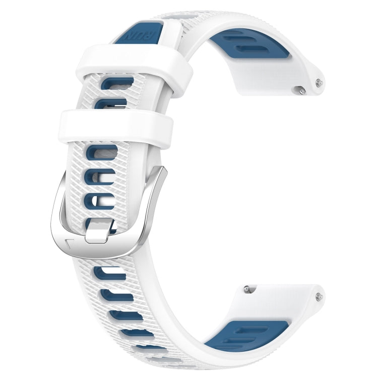 For Amazfit GTS 4 22mm Cross Texture Two Color Silicone Steel Buckle Watch Band(White+Blue) - Smart Wear by PMC Jewellery | Online Shopping South Africa | PMC Jewellery