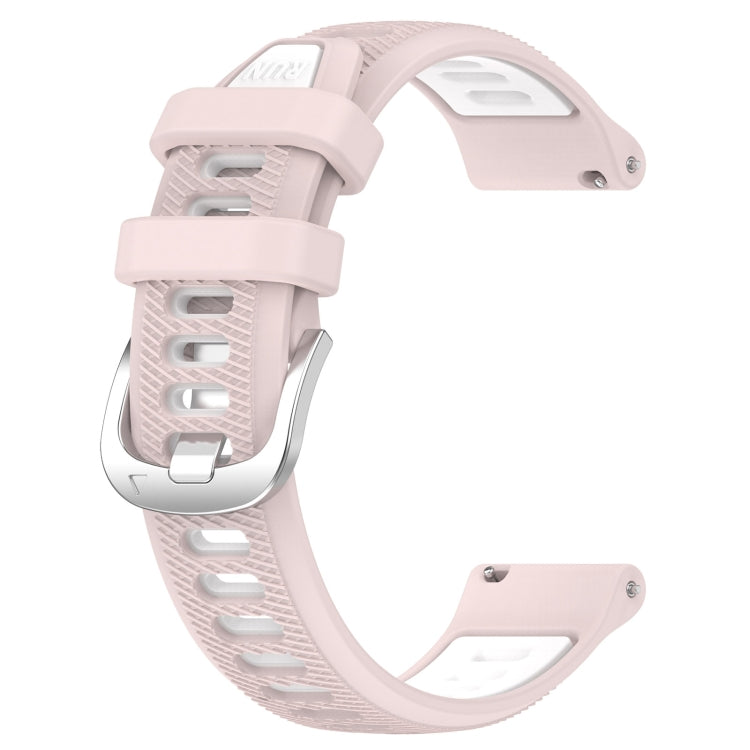 For Amazfit GTS 4 22mm Cross Texture Two Color Silicone Steel Buckle Watch Band(Pink+White) - Smart Wear by PMC Jewellery | Online Shopping South Africa | PMC Jewellery