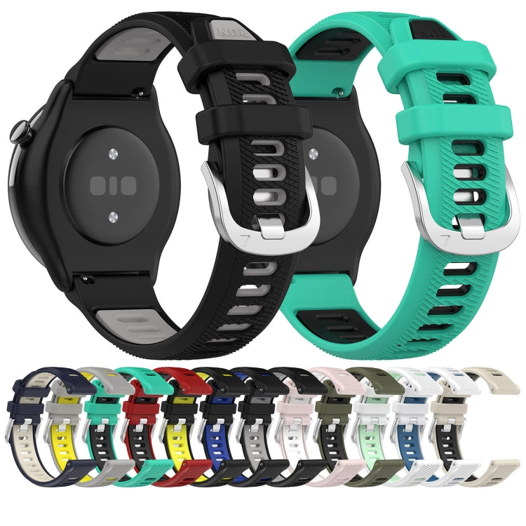 For Amazfit GTS 4 Mini 22mm Cross Texture Two Color Silicone Steel Buckle Watch Band(Starlight+Black) - Smart Wear by PMC Jewellery | Online Shopping South Africa | PMC Jewellery