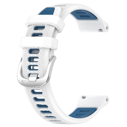 For Amazfit GTS 2E 22mm Cross Texture Two Color Silicone Steel Buckle Watch Band(White+Blue) -  by PMC Jewellery | Online Shopping South Africa | PMC Jewellery