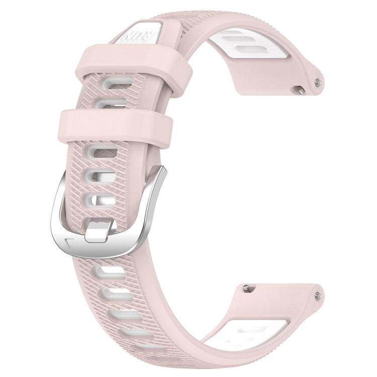 For Amazfit GTS 2 22mm Cross Texture Two Color Silicone Steel Buckle Watch Band(Pink+White) - Smart Wear by PMC Jewellery | Online Shopping South Africa | PMC Jewellery