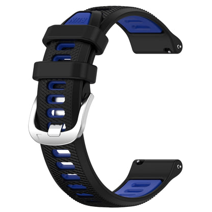 For Huawei Watch GT2 42mm 20mm Sports Two-Color Steel Buckle Silicone Watch Band(Black+Blue) - Smart Wear by PMC Jewellery | Online Shopping South Africa | PMC Jewellery