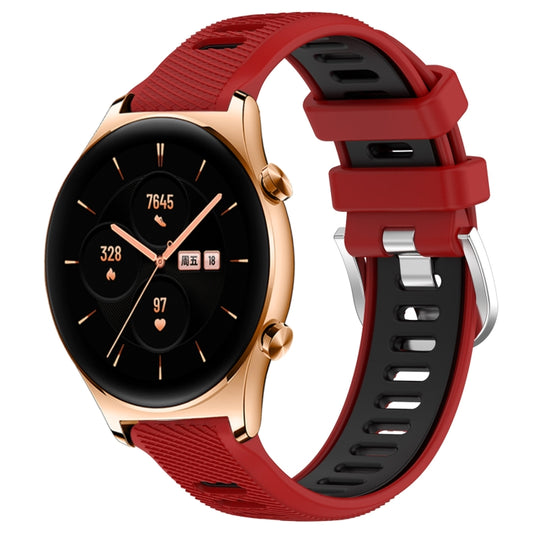 For Honor Watch GS 3 22mm Sports Two-Color Steel Buckle Silicone Watch Band(Red+Black) - Smart Wear by PMC Jewellery | Online Shopping South Africa | PMC Jewellery