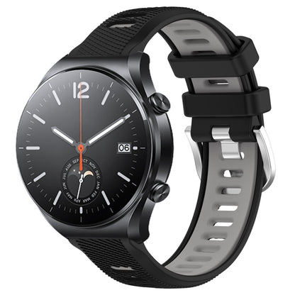 For Xiaomi MI Watch S1 22mm Sports Two-Color Steel Buckle Silicone Watch Band(Black+Grey) - Smart Wear by PMC Jewellery | Online Shopping South Africa | PMC Jewellery