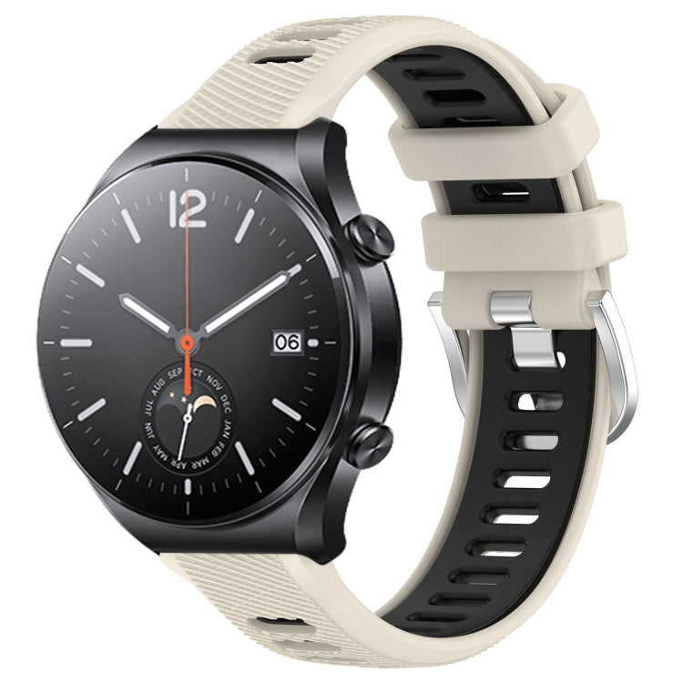 For Xiaomi MI Watch S1 22mm Sports Two-Color Steel Buckle Silicone Watch Band(Starlight+Black) - Smart Wear by PMC Jewellery | Online Shopping South Africa | PMC Jewellery