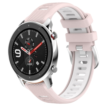 For Amazfit GTR 4 22mm Cross Texture Two Color Silicone Steel Buckle Watch Band(Pink+White) -  by PMC Jewellery | Online Shopping South Africa | PMC Jewellery