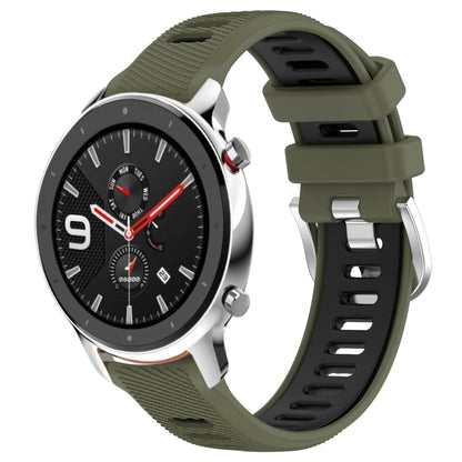 For Amazfit GTR 4 Pro 22mm Cross Texture Two Color Silicone Steel Buckle Watch Band(Army Green+Black) -  by PMC Jewellery | Online Shopping South Africa | PMC Jewellery