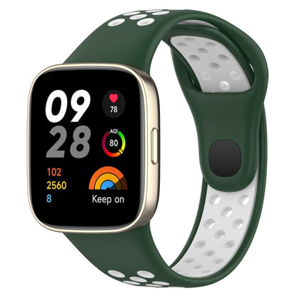 For Redmi Watch 3 Lite Sports Two-Color Silicone Watch Band(Dark Green+White) - Smart Wear by PMC Jewellery | Online Shopping South Africa | PMC Jewellery