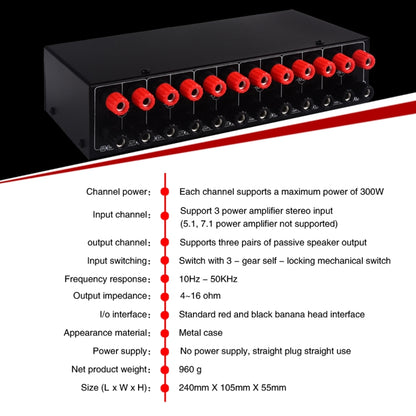 B036 3 Input 3 Output Power Amplifier And Speaker Switcher Speaker Switch Splitter Comparator -  by PMC Jewellery | Online Shopping South Africa | PMC Jewellery