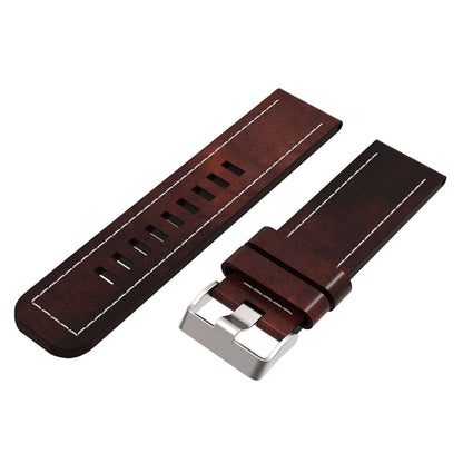 For Garmin Tactix 7 26mm Sewing Leather Steel Buckle Watch Band(Red Brown) - Smart Wear by PMC Jewellery | Online Shopping South Africa | PMC Jewellery