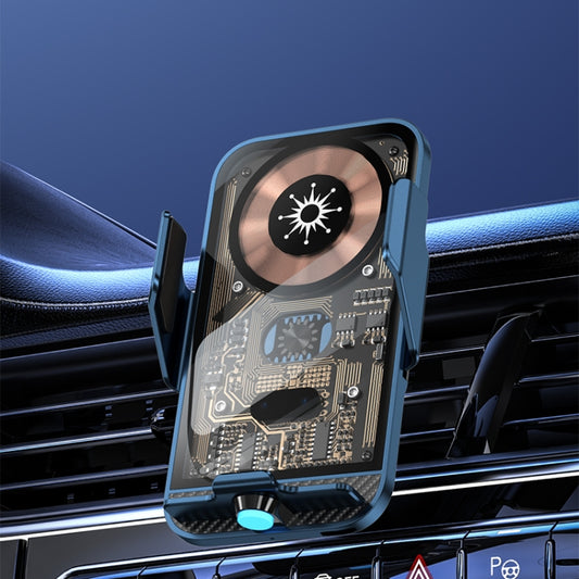 C11 Car 15W Automatically Open Transparent Type-C Wireless Charger Stand(Blue) - Wireless Charger Holders by PMC Jewellery | Online Shopping South Africa | PMC Jewellery