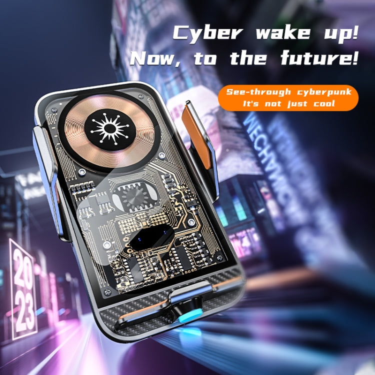 C11 Car 15W Automatically Open Transparent Type-C Wireless Charger Stand(Gold) - free shipping - PMC TechLife - Order now!