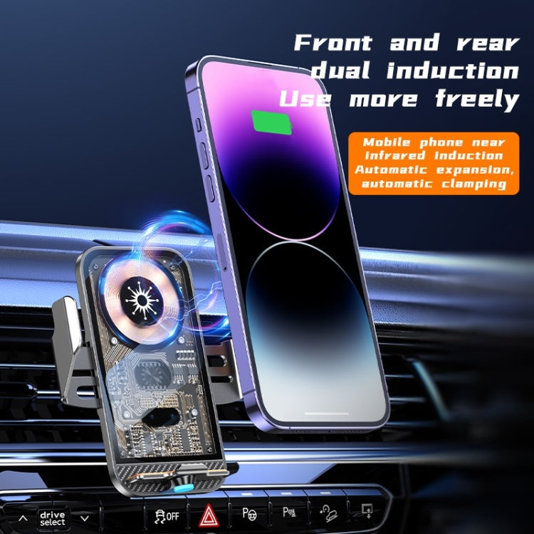 C11 Car 15W Automatically Open Transparent Type-C Wireless Charger Stand(Gold) - free shipping - PMC TechLife - Order now!