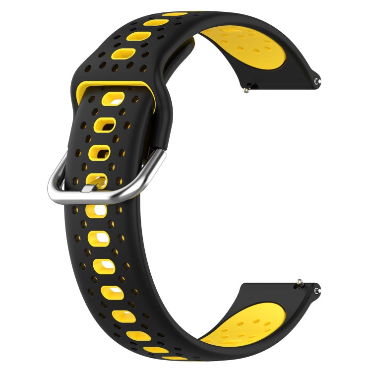 For Garmin Vivomove Sport 20mm Breathable Two-Color Silicone Watch Band(Black+Yellow) - Watch Bands by PMC Jewellery | Online Shopping South Africa | PMC Jewellery