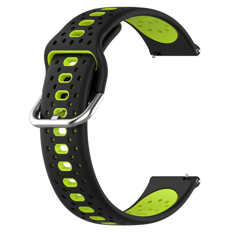 For Garmin Forerunner 55 20mm Breathable Two-Color Silicone Watch Band(Black+Lime Green) - Watch Bands by PMC Jewellery | Online Shopping South Africa | PMC Jewellery