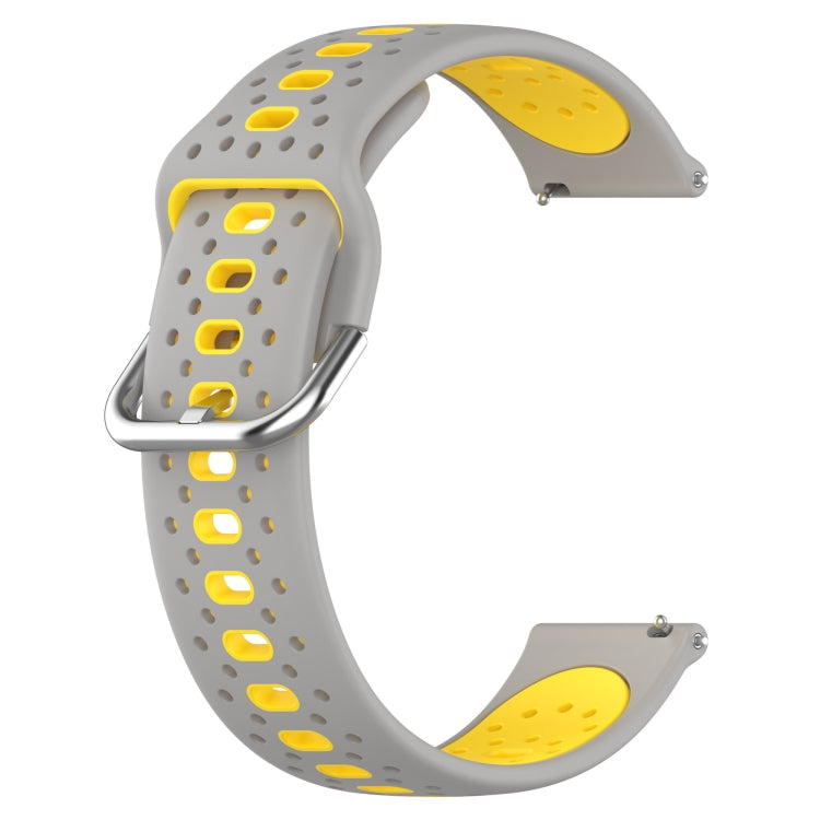 For Garmin Venu 20mm Breathable Two-Color Silicone Watch Band(Grey+Yellow) -  by PMC TechLife | Online Shopping South Africa | PMC TechLife