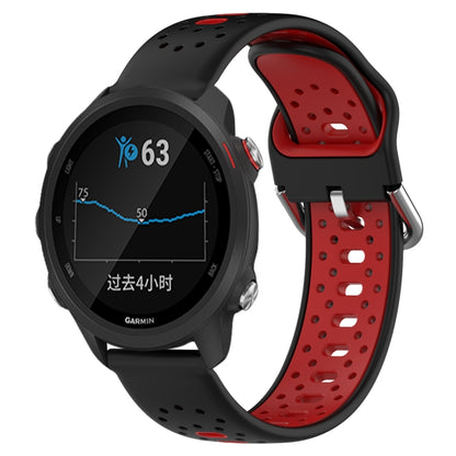 For Garmin Forerunner 245 Music 20mm Breathable Two-Color Silicone Watch Band(Black+Red) - Watch Bands by PMC Jewellery | Online Shopping South Africa | PMC Jewellery