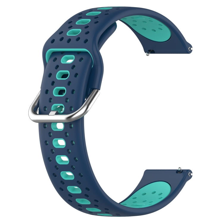 For Garmin Forerunner 645 20mm Breathable Two-Color Silicone Watch Band(Blue+Teal) - Watch Bands by PMC TechLife | Online Shopping South Africa | PMC TechLife