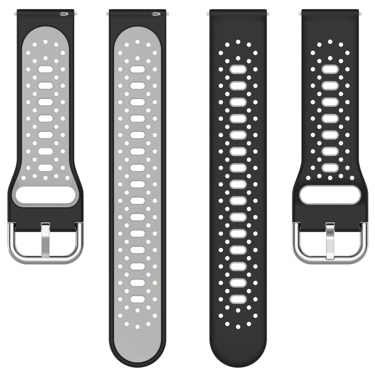 For Garmin Forerunner 245 20mm Breathable Two-Color Silicone Watch Band(White+Black) - Watch Bands by PMC Jewellery | Online Shopping South Africa | PMC Jewellery