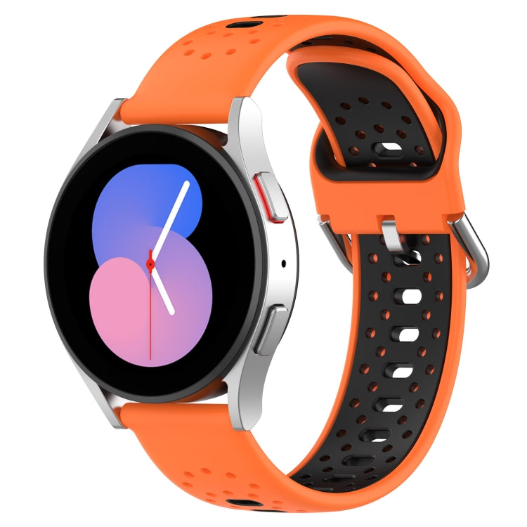 For Samsung  Galaxy Watch 4 Classic 42mm 20mm Breathable Two-Color Silicone Watch Band(Orange+Black) - Watch Bands by PMC Jewellery | Online Shopping South Africa | PMC Jewellery