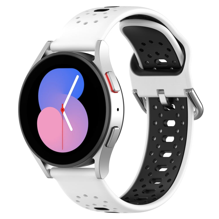 For Samsung  Galaxy Watch 4 Classic 46mm 20mm Breathable Two-Color Silicone Watch Band(White+Black) - Watch Bands by PMC Jewellery | Online Shopping South Africa | PMC Jewellery