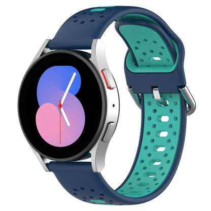 For Samsung  Galaxy Watch 4 Classic 46mm 20mm Breathable Two-Color Silicone Watch Band(Blue+Teal) - Watch Bands by PMC Jewellery | Online Shopping South Africa | PMC Jewellery