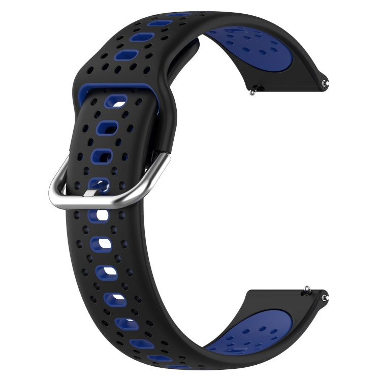 For Samsung Galaxy Watch Active 2 40mm 20mm Breathable Two-Color Silicone Watch Band(Black+Blue) - Watch Bands by PMC Jewellery | Online Shopping South Africa | PMC Jewellery