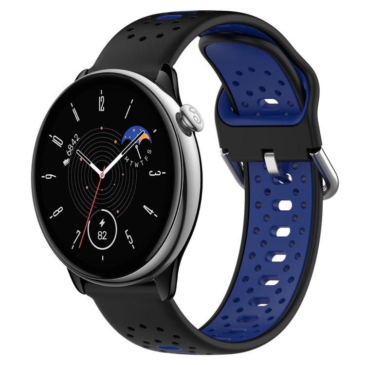 For Amazfit GTR Mini 20mm Breathable Two-Color Silicone Watch Band(Black+Blue) - Watch Bands by PMC Jewellery | Online Shopping South Africa | PMC Jewellery