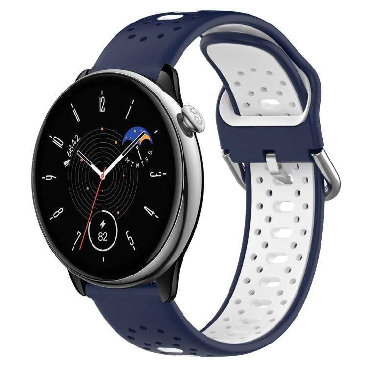 For Amazfit GTR Mini 20mm Breathable Two-Color Silicone Watch Band(Midnight Blue+White) - Watch Bands by PMC TechLife | Online Shopping South Africa | PMC TechLife