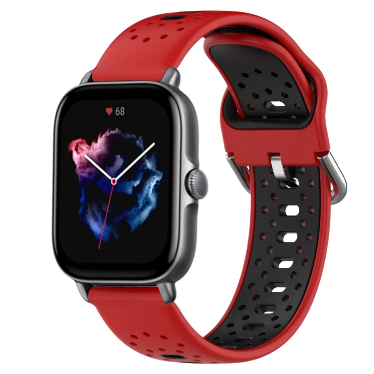 For Amazfit GTS 3 20mm Breathable Two-Color Silicone Watch Band(Red+Black) -  by PMC TechLife | Online Shopping South Africa | PMC TechLife
