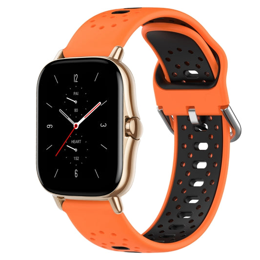 For Amazfit GTS 2 20mm Breathable Two-Color Silicone Watch Band(Orange+Black) - Watch Bands by PMC Jewellery | Online Shopping South Africa | PMC Jewellery