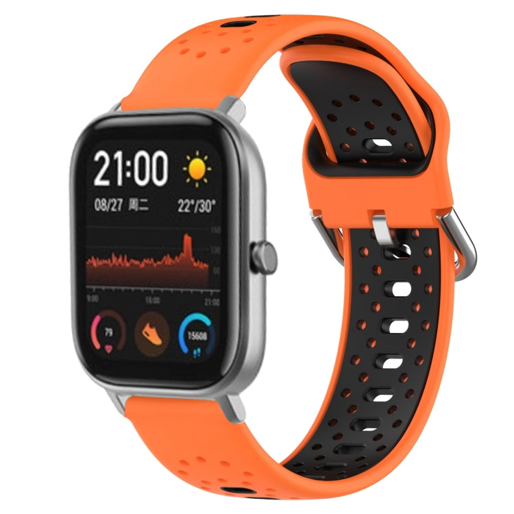 For Amazfit GTS 20mm Breathable Two-Color Silicone Watch Band(Orange+Black) - Watch Bands by PMC Jewellery | Online Shopping South Africa | PMC Jewellery