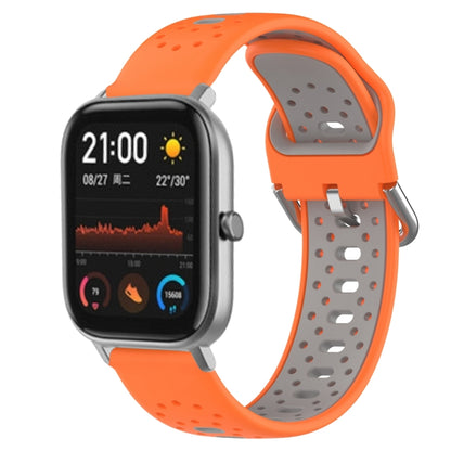 For Amazfit GTS 20mm Breathable Two-Color Silicone Watch Band(Orange+Grey) - Watch Bands by PMC Jewellery | Online Shopping South Africa | PMC Jewellery