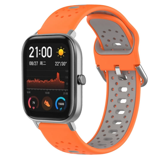 For Amazfit GTS 20mm Breathable Two-Color Silicone Watch Band(Orange+Grey) - Watch Bands by PMC Jewellery | Online Shopping South Africa | PMC Jewellery