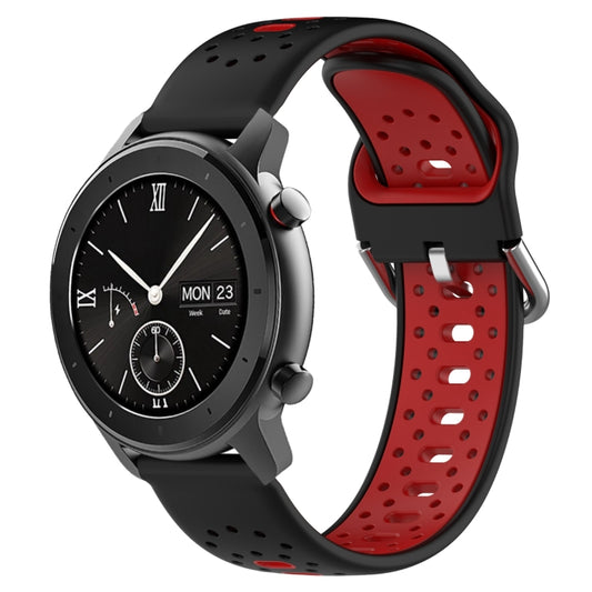 For Amazfit GTR 42mm 20mm Breathable Two-Color Silicone Watch Band(Black+Red) -  by PMC Jewellery | Online Shopping South Africa | PMC Jewellery