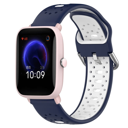 For Amazfit Pop Pro 20mm Breathable Two-Color Silicone Watch Band(Midnight Blue+White) - Watch Bands by PMC Jewellery | Online Shopping South Africa | PMC Jewellery