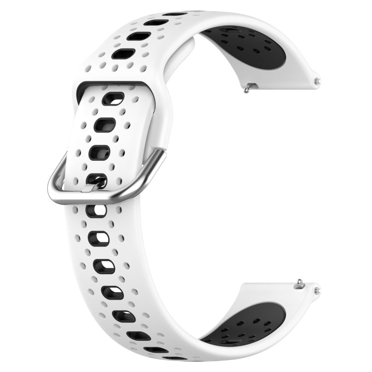 For Amazfit Pop 20mm Breathable Two-Color Silicone Watch Band(White+Black) - Watch Bands by PMC TechLife | Online Shopping South Africa | PMC TechLife