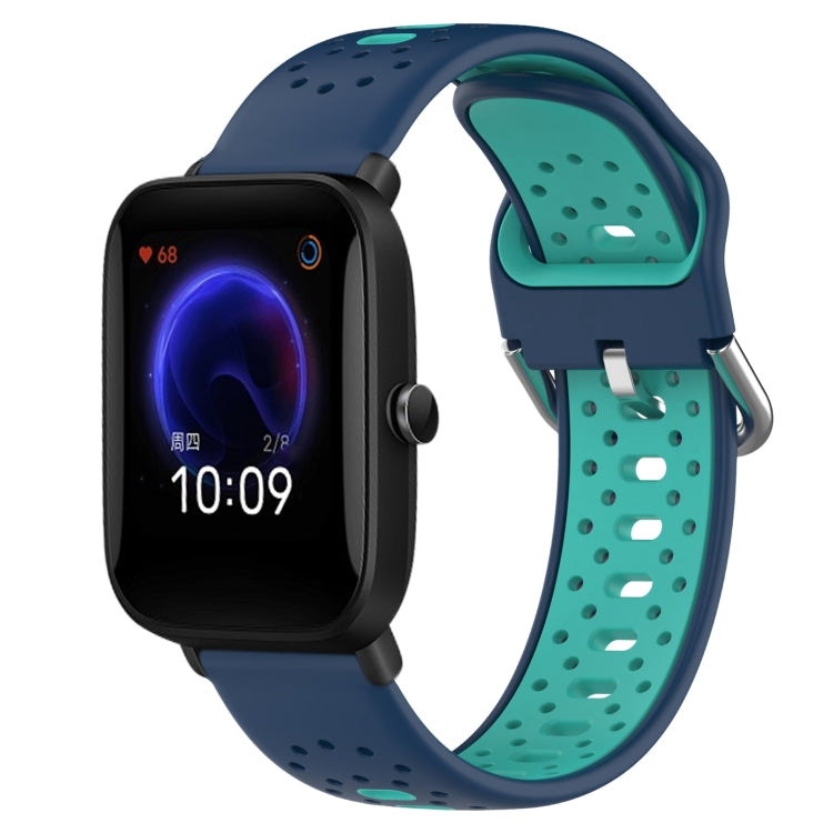 For Amazfit Pop 20mm Breathable Two-Color Silicone Watch Band(Blue+Water Duck) -  by PMC Jewellery | Online Shopping South Africa | PMC Jewellery