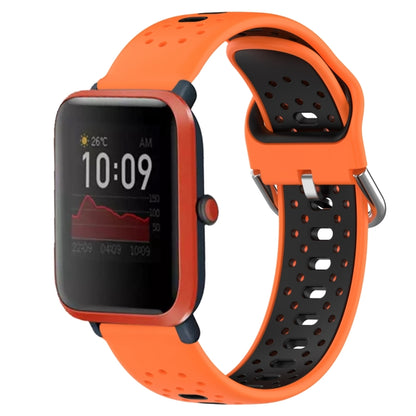 For Amazfit Bip 1S 20mm Breathable Two-Color Silicone Watch Band(Orange+Black) -  by PMC Jewellery | Online Shopping South Africa | PMC Jewellery