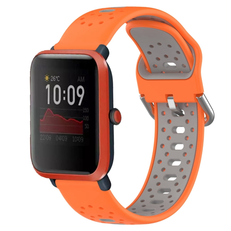 For Amazfit Bip 1S 20mm Breathable Two-Color Silicone Watch Band(Orange+Grey) -  by PMC Jewellery | Online Shopping South Africa | PMC Jewellery