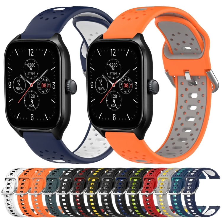 For Amazfit GTS 2 20mm Breathable Two-Color Silicone Watch Band(Black+Grey) - Watch Bands by PMC TechLife | Online Shopping South Africa | PMC TechLife