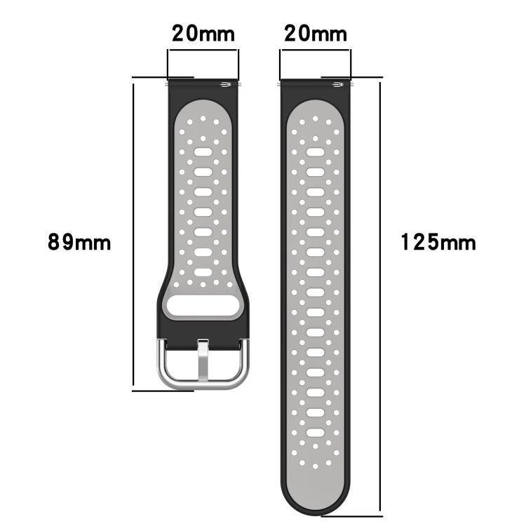 For Amazfit GTS 2E 20mm Breathable Two-Color Silicone Watch Band(White+Black) - Watch Bands by PMC Jewellery | Online Shopping South Africa | PMC Jewellery